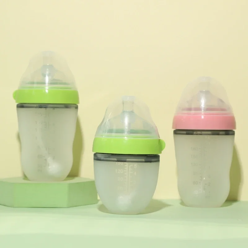 Детская бутылочка из силиконового геля с защитой от взрыва и падения натуральный