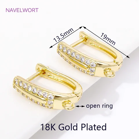 Швензы для сережек NAVELWORT золотые латунные с фианитами