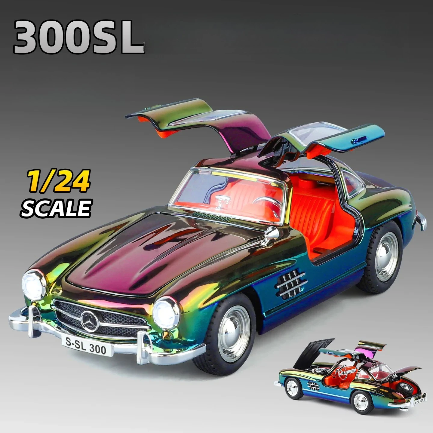 Фото Коллекционная модель автомобиля 300SL из литого сплава, масштаб 1:24, с декоративной отделкой, оптовая продажа, Чэнхай №5