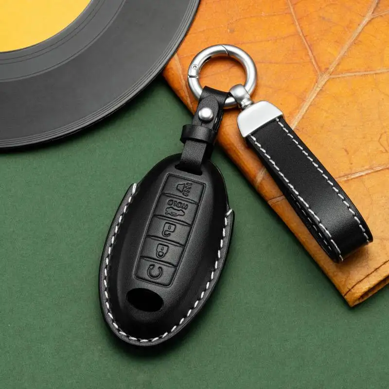 

Smart Key Cover Case Car Leather Keyring for Infiniti FX35 QX60 Q50L/Q70L QX50 QX60 QX70 QX80