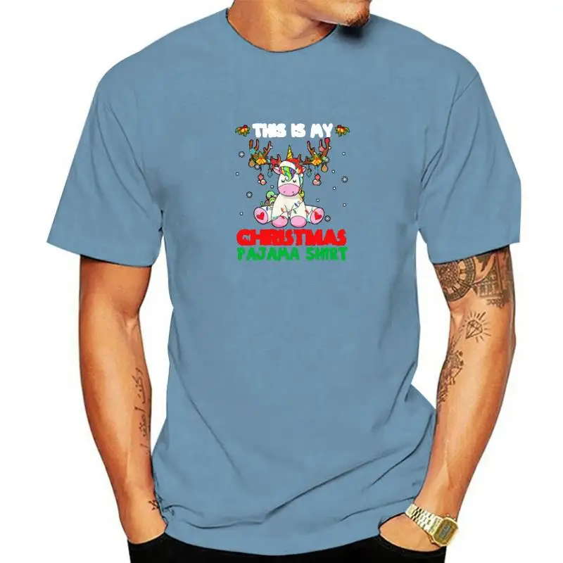 

This Is My Christmas Pajama Shirt Unicorn Santa Hat Lights T-Shirt