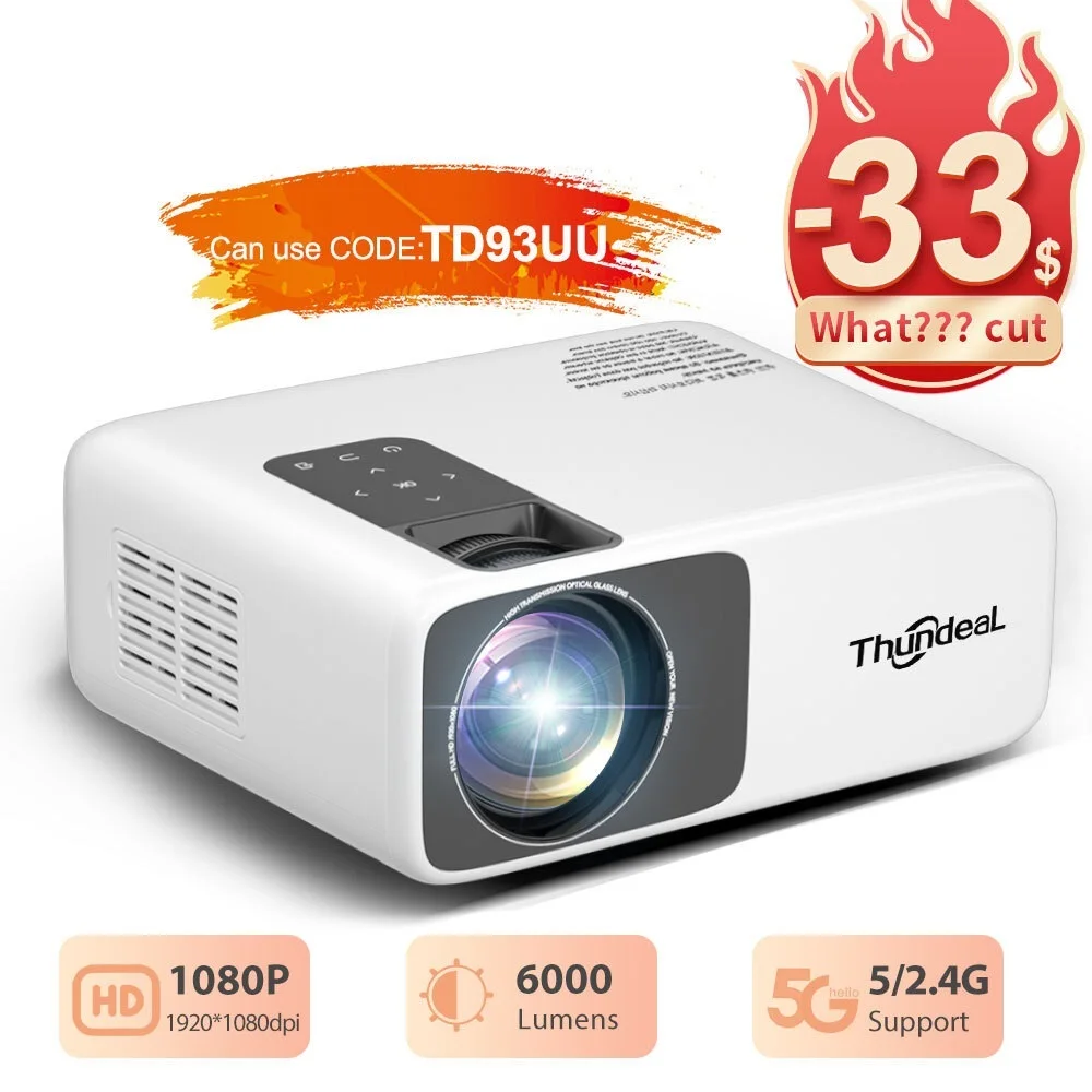 

2023 Full HD Projector 1080P 2K 4K Video LED 3D Portable Projector TD93Pro Mini WiFi Android Home Theater TD93 Pro Beamer