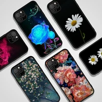 phone case for iphone 13 12 11 pro max mini xs se 2020 7 8 6 6s plus rose flower cover for iphone xr x silicone bumper fundas