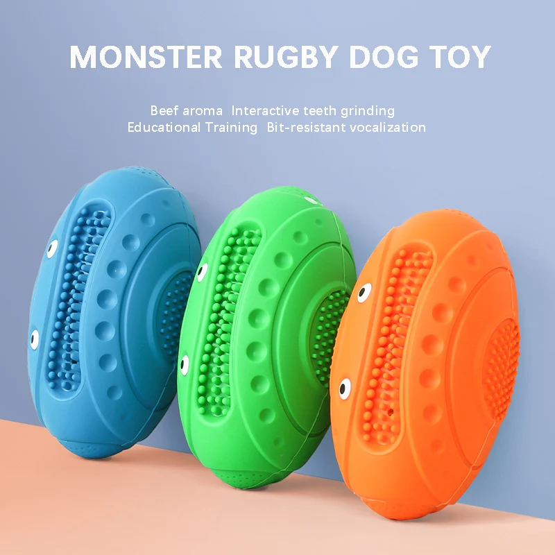 

Dog Ball Chew Toys Rubber Monster Ball Squeaky Molar Tooth Cleaning Stick Puppy Interactive Toy Pets Accessories Dogs Products