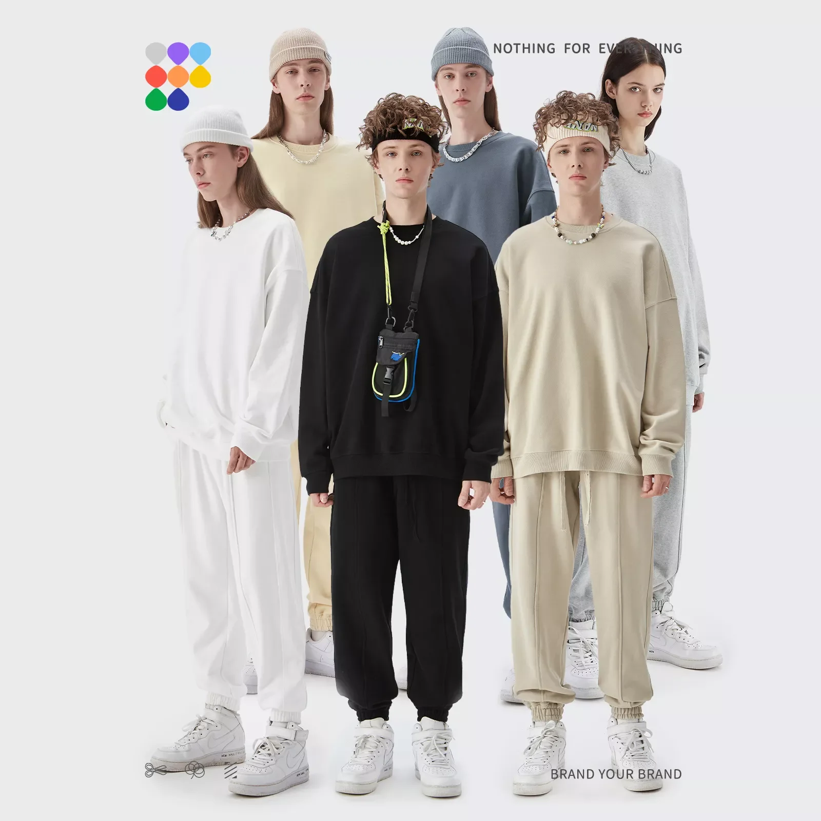 

French Terry Sweatshirt and Joggers Set For Men 100% Organic Cotton Pullover Sweatshirt Trucksuits