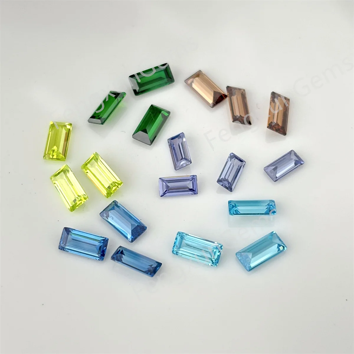 2x4~3x6mm 5/10/20pcs Rectangle Baguette shape Special color Cubic Zirconia Green Blue Loose Synthetic Bedas For Jewelry Necklace