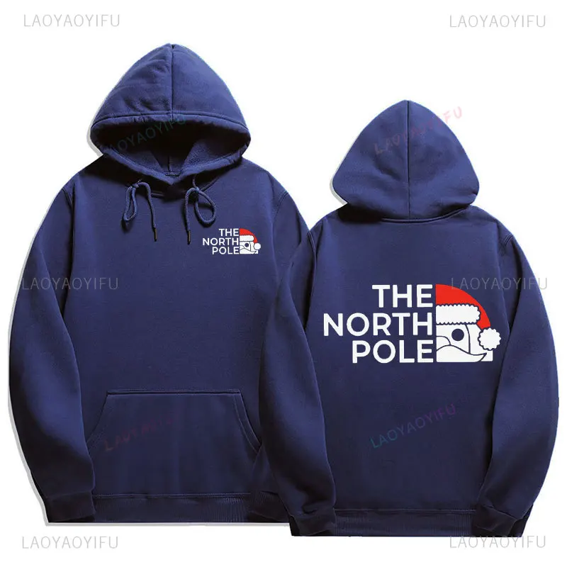 Забавная рождественская толстовка The NORTH POLE Санта-Клаус с лацканами