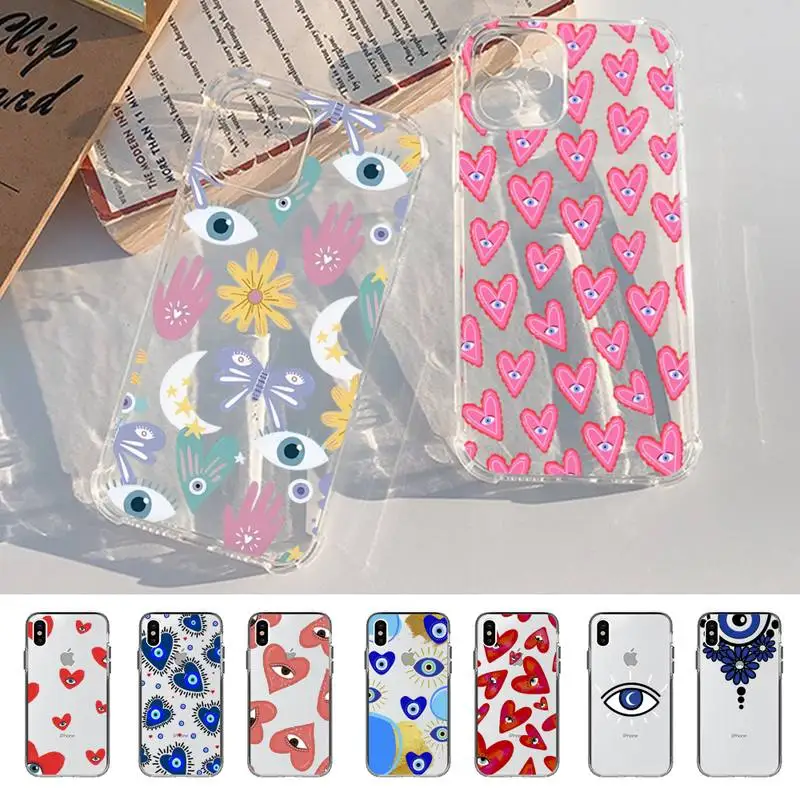 Funny Turkish Lucky Blue Evil Eye Phone Case For iPhone 13 14 Pro Max XS XR 12 11 Pro 13 Mini 6 7 8 Plus Soft Clear Back Cover