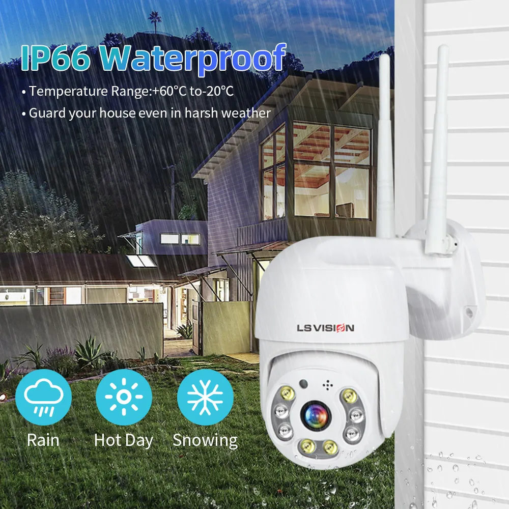 Наружная IP-камера видеонаблюдения LS VISION 1080P PTZ с Wi-Fi и 4-кратным цифровым зумом