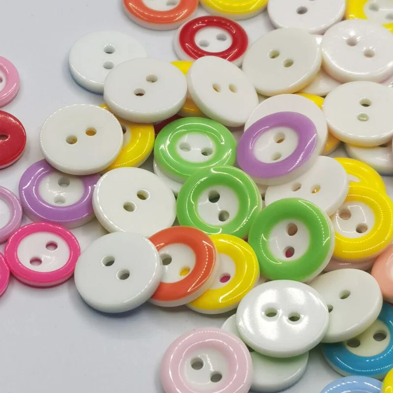 50PCS 11-13MM Resin Buttons Children's Clothing Candy Color Buttons Color Two Eye Buttons for Wedding Decor Sewing Accessories