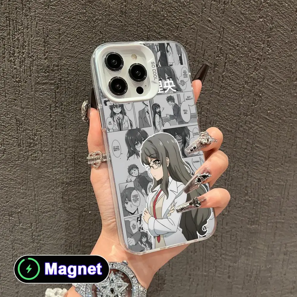 Фото Чехол для телефона с изображением Аниме Футаба Рио для iPhone 17 16 15 14 13 12 11 X XR XS Air Pro Max Plus, цветной, серебристый, с MagSafe №5