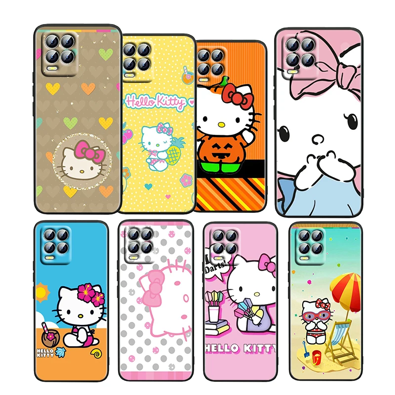 

Cartoon Girl HelloKitty For OPPO Realme GT Neo Master Edition 9i 8 7 Pro C21S Narzo 30 TPU Soft Silicone Black Phone Case Fundas