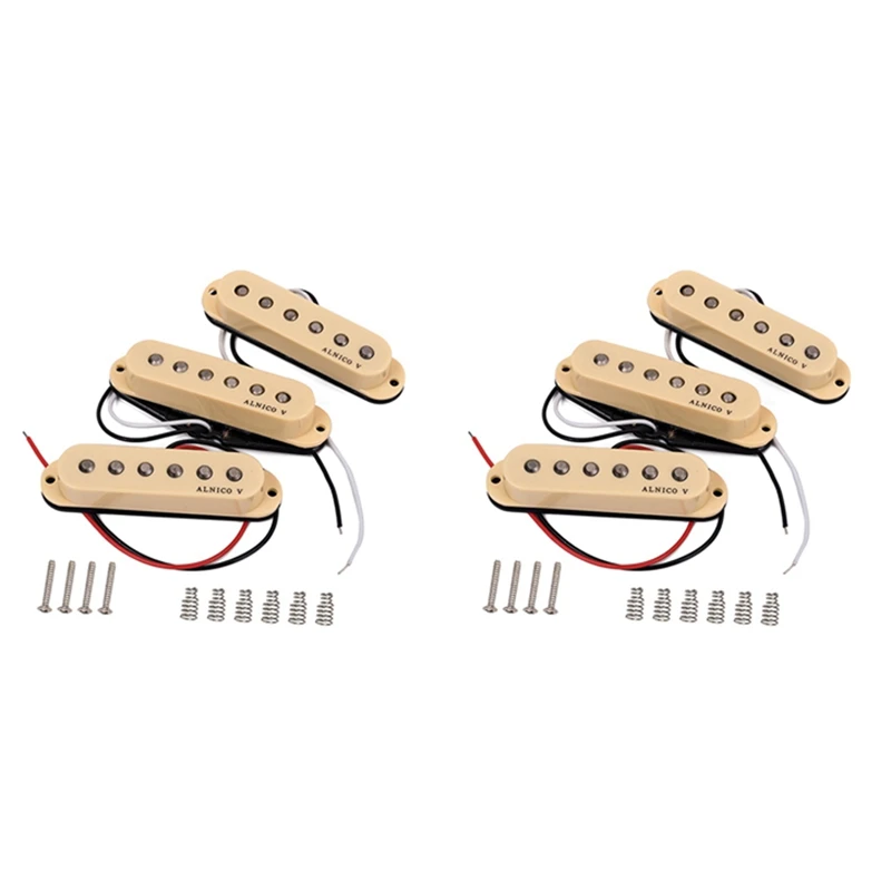 

Alnicov 6PCS Guitar Pickup Single Coil Humbucker Pickups Neck Middle Bridge Set For ST Beige Guitar Accessories