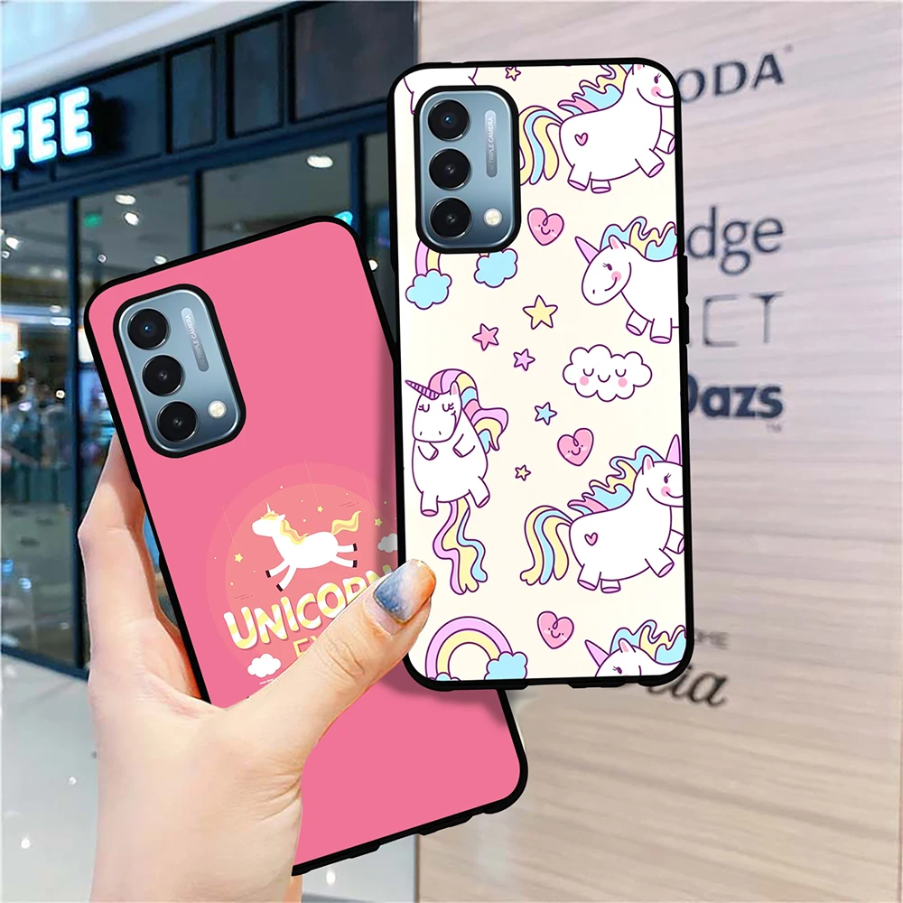 

Cute Cartoon Unicorn Phone Case for Oneplus 9 Pro 8 9 9R 7T 8T OnePlus Nord 2 CE 5G N200 N100 N10 Soft Silicone TPU Cover Funda