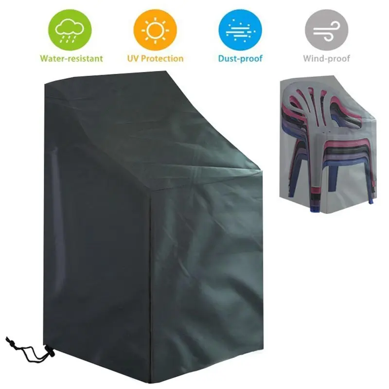 

Stacked Chair Dust Cover With Storage Bag Outdoor Garden Patio Furniture Protector Cover Waterproof Dustproof Chair Cover