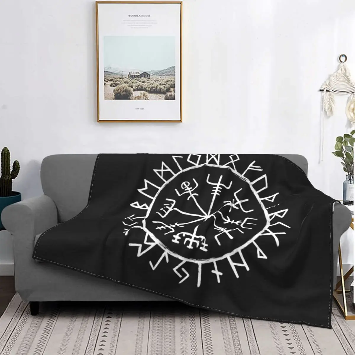 

Nordic Mythology Rune Circle Blanket Velvet Summer Viking Portable Soft Throw Blanket for Bedding Car Rug Piece