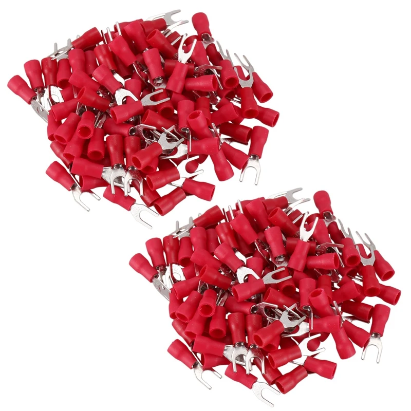

300 Pcs 4Mm Fork AWG 22-16 Pre Insulated Terminal Cable Lug