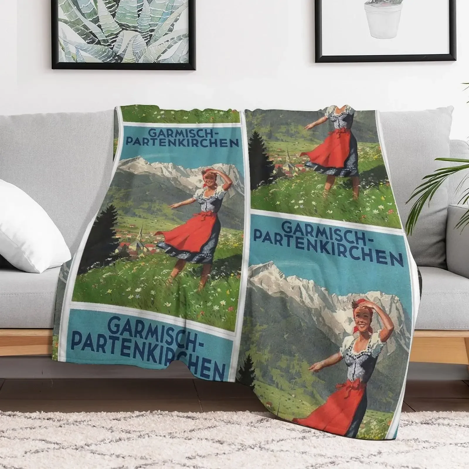 Винтажный туристический постер Garmisch legnkirch декоративное одеяло Плюшевые Милые