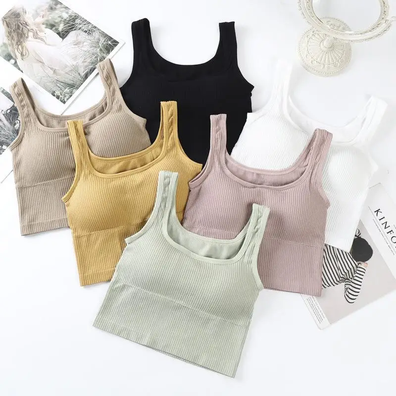 

Beautiful Back Wireless Bandeau Breathable Seamless Camisole Solid Color Sleeveless Crop Top Women Streetwear