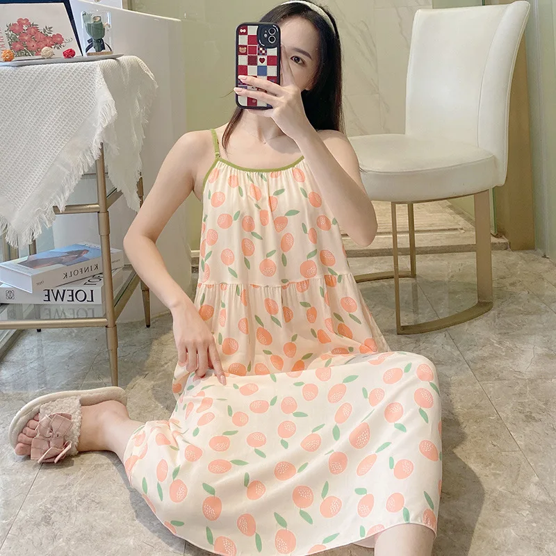 2023 Sweet Summer Can be Worn Externally Sexy Nightgown Cute Dresses Lovely Home Clothes Floral Suspender Strap Women Clothes
