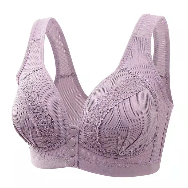 

Bra For Women Large Size Front Button Comfortable Gather Bra Breathable Thin Section Without Steel Ring Women Underwear