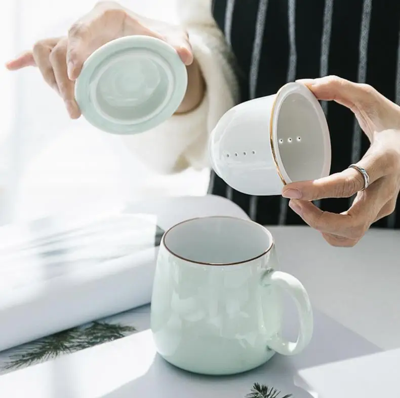 

Tea separation cup ceramic tea making cup with lid filter cup ceramic cup