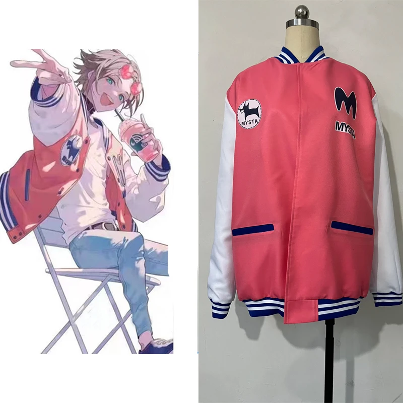 Anime vtuber Luxiem Mysta Rias Coat Baseball uniform Cosplay cherry blossom season costume custom made
