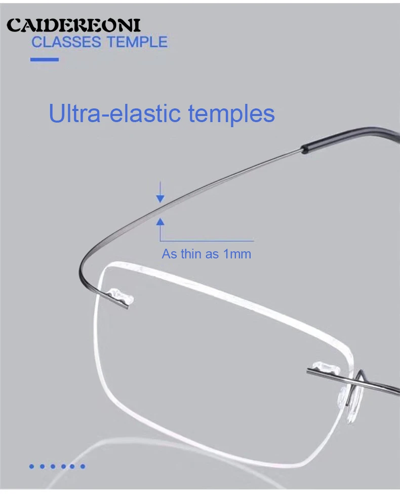 Мужские ультратонкие очки без оправы из чистого титана квадратные деловые