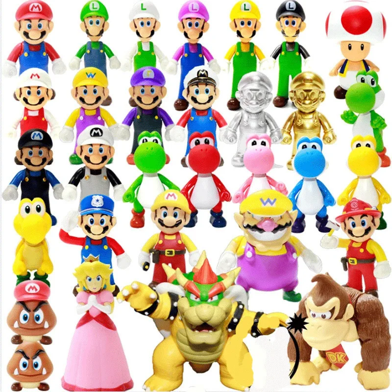 Фото Аниме Super Mario Bros Dolls Yoshi Princess Peach Toad Аниме ПВХ Фигурка Игрушки Марио Луиджи Украшение Модель Детские Игрушки Подарки №2