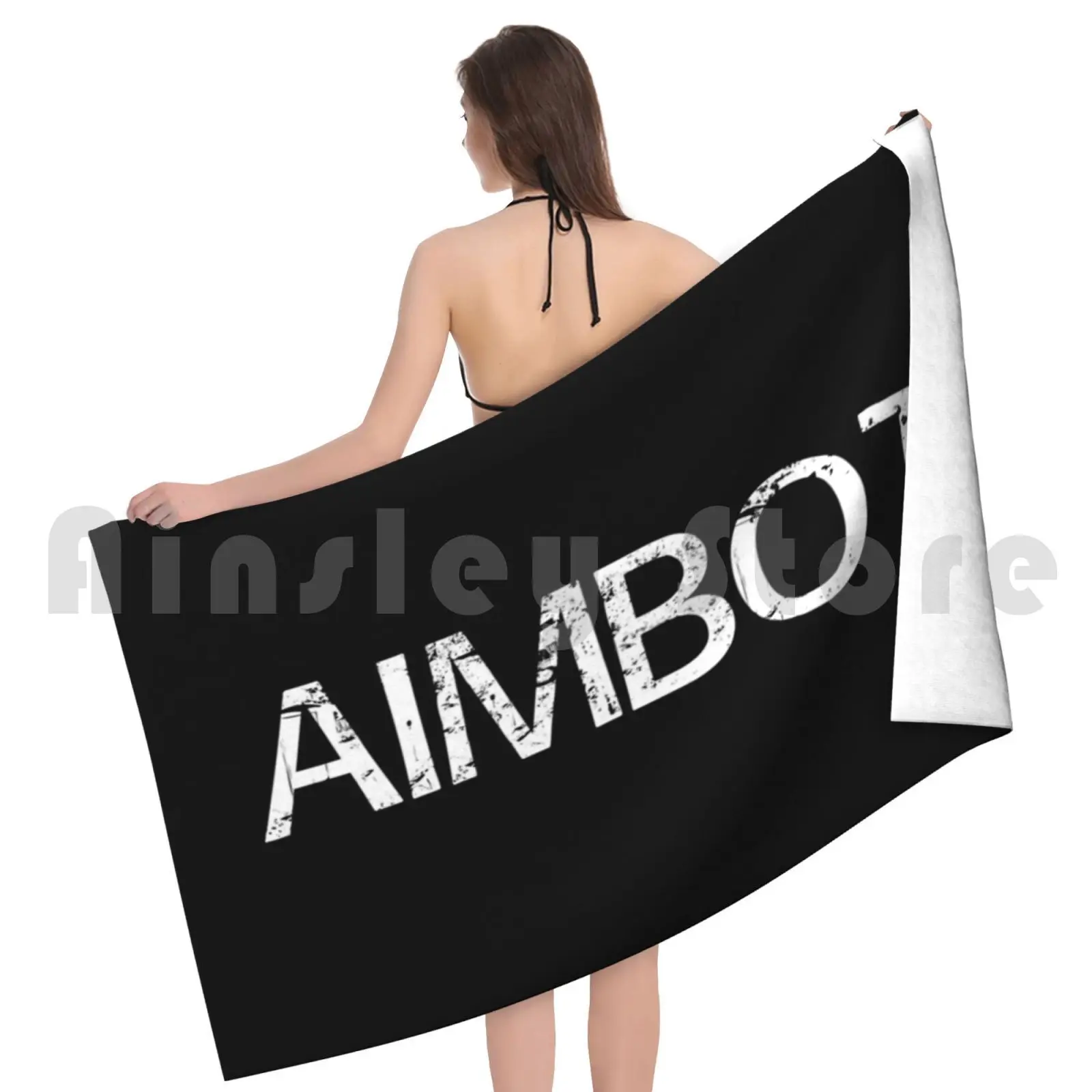 Пляжное полотенце Aimbot быстросохнущее качественное черное белое Черное и