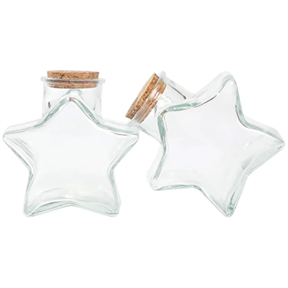 

2pcs Transparent Wishing Bottles Star Shape Glass Jars Corked Drift Bottles