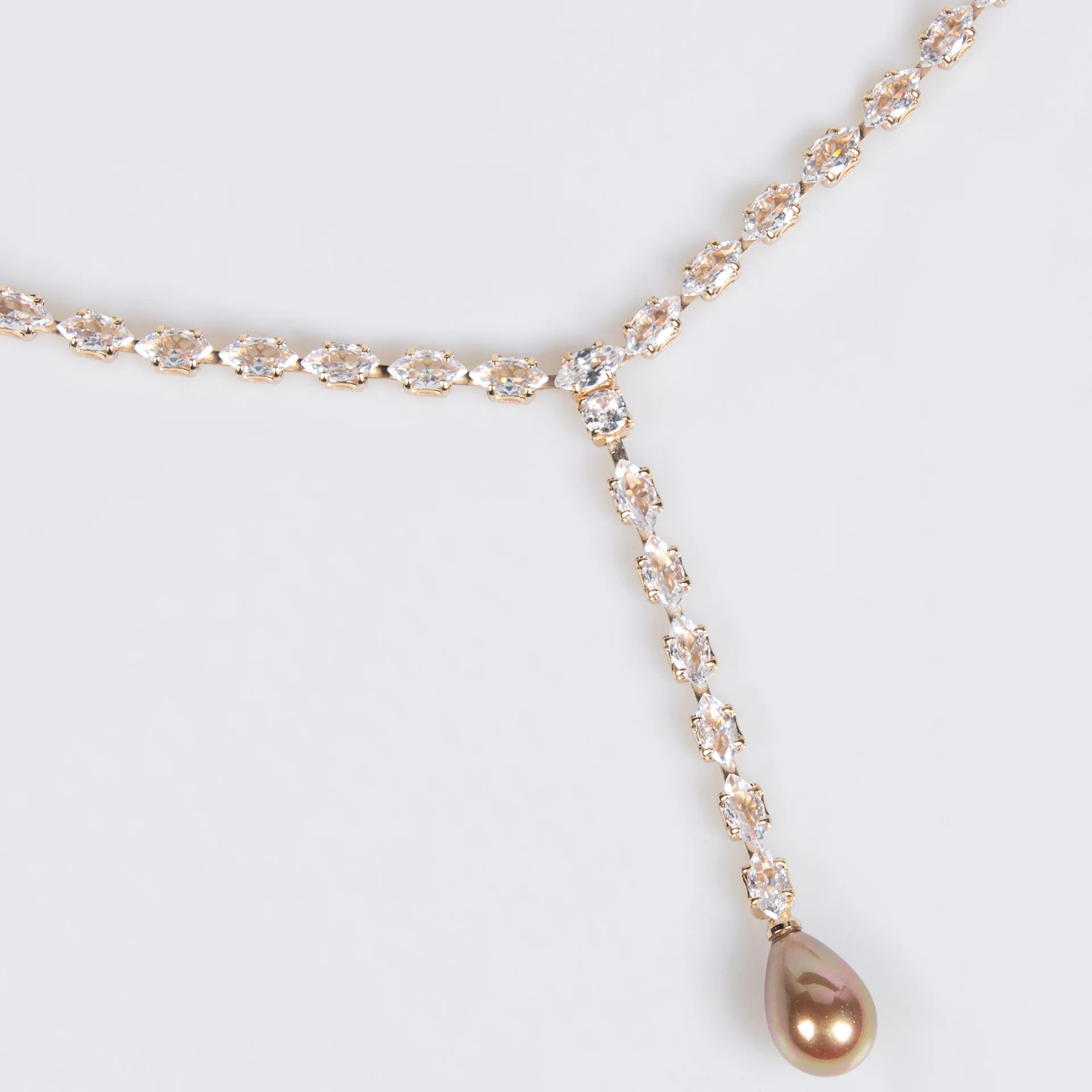 Ожерелье с кубическим цирконием комплект серег для свадьбы жемчуг CZ капля воды