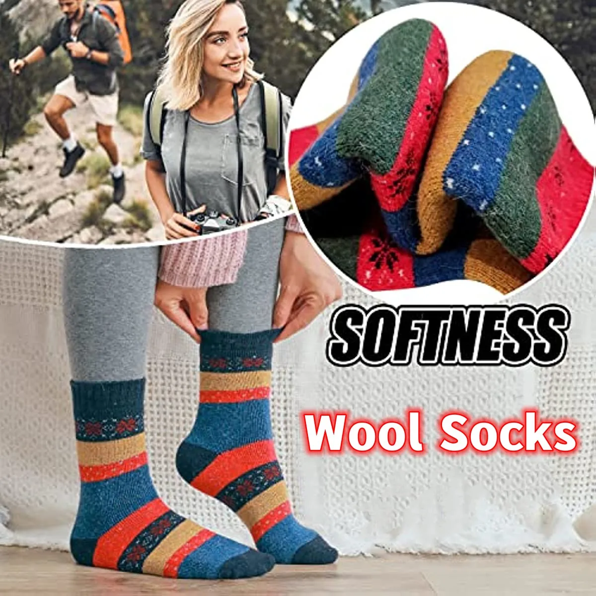 Womens Cotton Wool Hiking Socks Warm Thick Thermal Winter Boot Cozy Crew Cabin Ladies Soft Socks for Cold Weather Chinese Hosier