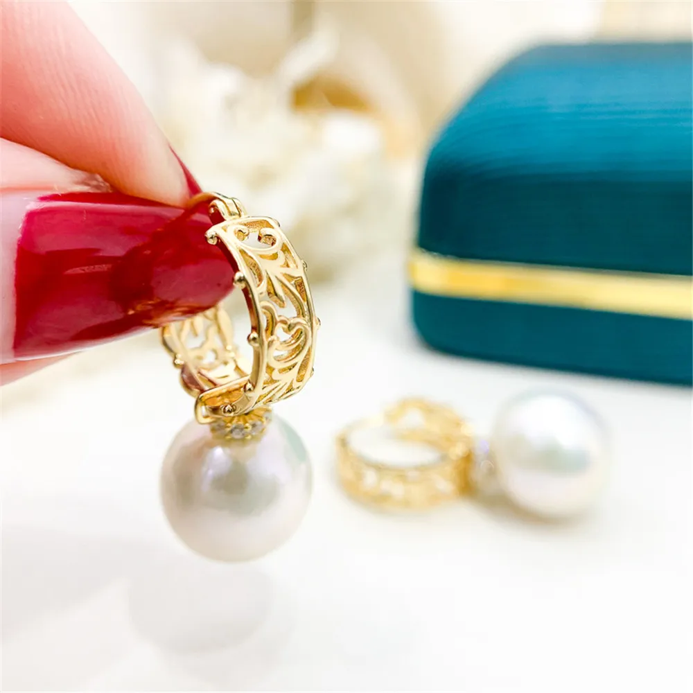 

S925 Sterling Silver Pearl Beads Stud Earrings Setting Base Diy Jewelry Making Findings&Components