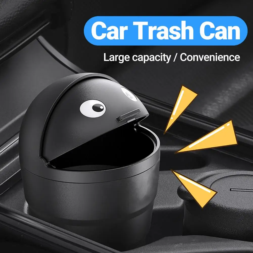 Universal Car Trash Can Auto Organizer Storage Box with Swing Lid Cute Mini Automotive Leakproof Vehicle Trash Bin for Car