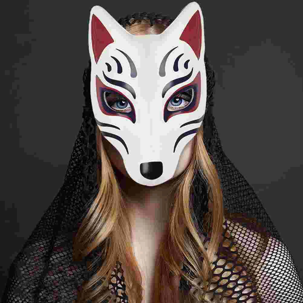 

2 Pcs Fox Mask Teenager Halloween White Base Japanese Blank Cosplay Masks Crafts Therian