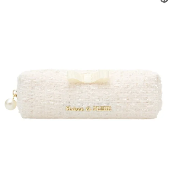 

Новый японский нишевый дизайн, твидовая ткань, милая сумка-карандаш с бантом, студенческая сумка для хранения канцелярских принадлежностей с косметичкой, милая сумка для хранения девочек