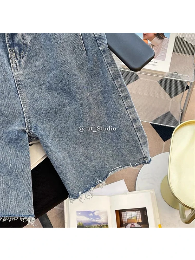 Шорты женские джинсовые с завышенной талией повседневные модные однотонные