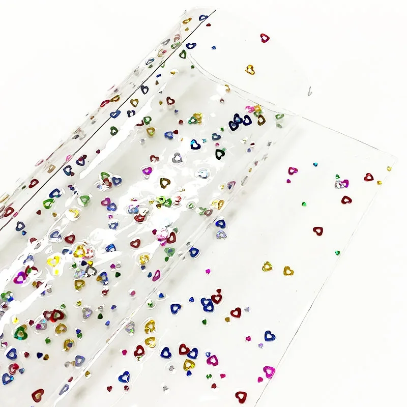 

Beads Clear Transparent PVC Vinyl Fabric Faux Leather Fabric Roll For Making HandBags/Earrings/Shoes DIY Crafts 46x137cm