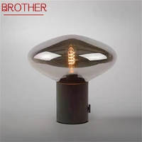 brother nordic contemporary table lamp simple black glass desk light led home decor bedside parlor