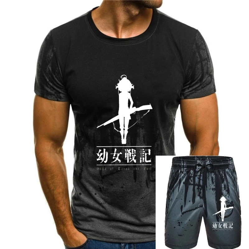 

Vintage Youjo Senki T-Shirt Men Crew Neck Cotton T Shirts Von Tanya Empire War Evil Anime Short Sleeve Tees Classic Tops