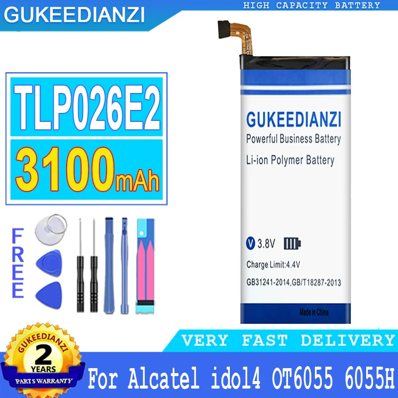 

3100mAh GUKEEDIANZI Battery For ALCATEL ONE TOUCH IDOL 4 6055K TLp026E2 OT-6055 6055B 6055H 6055U 6055Y Phone Big Power Bateria