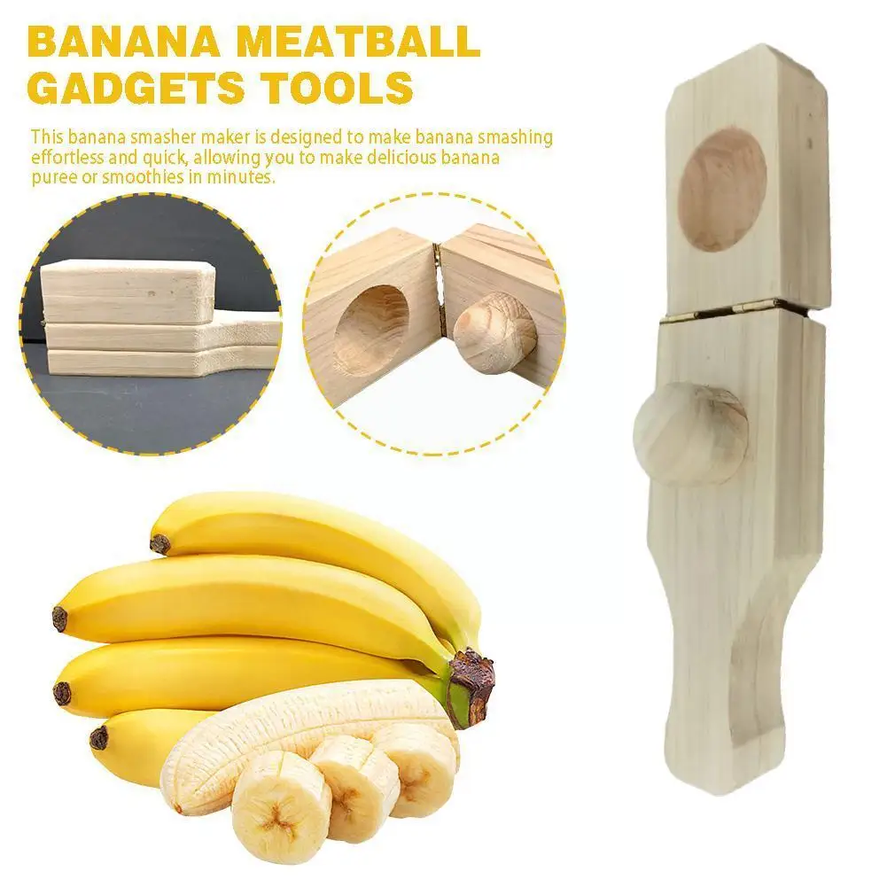 

2 In 1 Wooden Tostonera Plantain Masher Durable Reusable Meatball Smasher Tools Banana Press Fruit Gadgets Banana Kitchen M A4E4