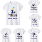 Футболка для мальчиков и девочек с рисунком имени и цифр на день рождения, графическая детская одежда с цифрами 1-9, Детская футболка на день рождения, забавный подарок