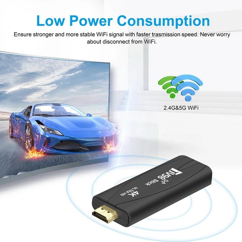 1 ГБ + 8 ТВ-приставка TV98 Stick с поддержкой Bluetooth высокой четкости 4K двойной 5G Wifi Android 12