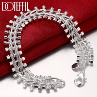doteffil 925 sterling silver double row bead chain bracelet for man women charm wedding engagement party jewelry