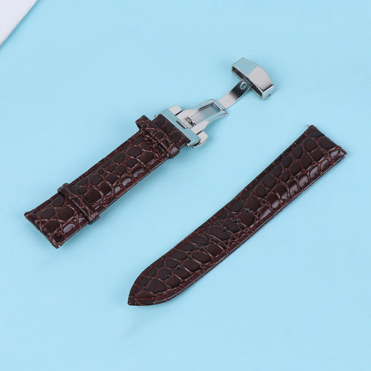 

Watch Band Women Calf Brown Fashion Men Bands Strap 19Mm Buckle Stylish 22Mm 24Mm Alligator Wristband Replacement Wide Stainless