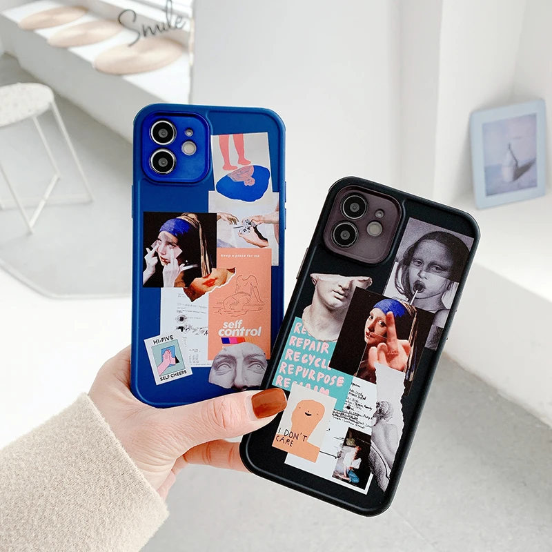 

World Masterpiece Personality Creative Label Soft Phone Cases For iPhone 13 12 11 Pro Max XR XS MAX 8 X 7 SE Anti-drop Cover