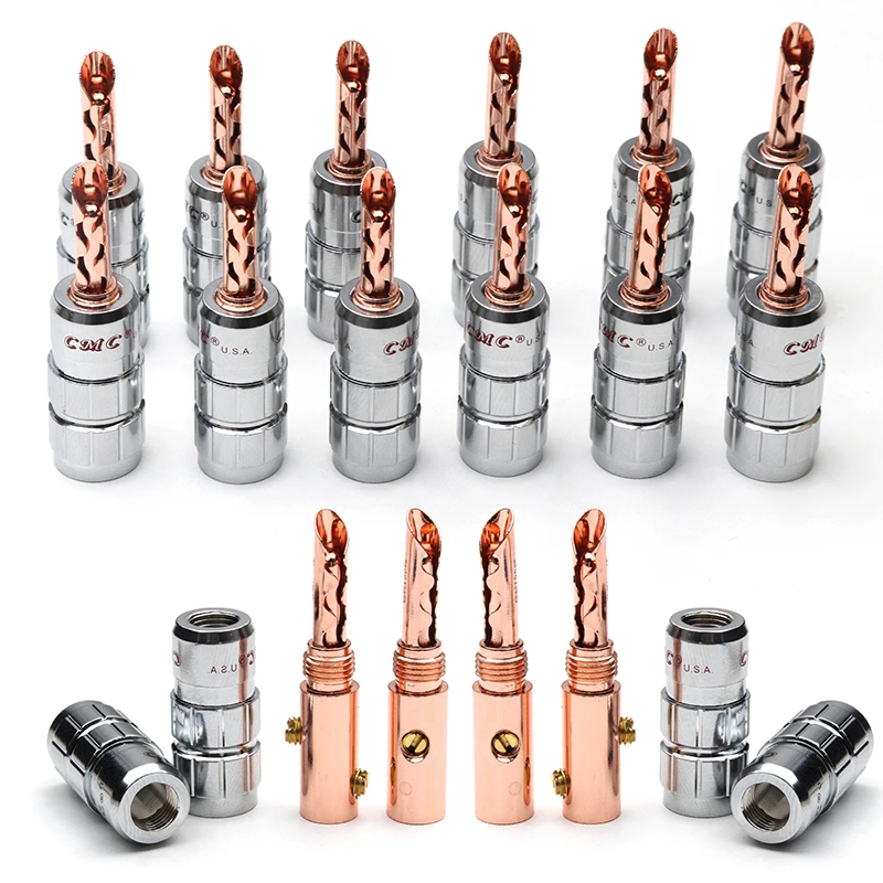 

8/12pcs Audio Speaker Banana Plug Connector No Soldering Copper Jack Male Plug Screw Wire Adapter For Video Cable Connector