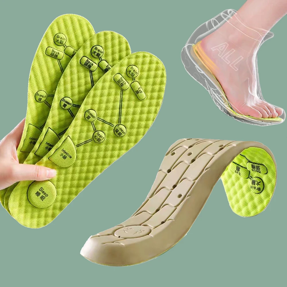 Wormwood Sports Insoles for Men Women Foot Acupressure Massage Shoe Pads Soft Insert Sweat-absorbing Deodorant Running Insoles